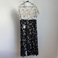 VTG Toots Pierre by MS Snow Floral Maxi Dress sz M/L Lagenlook Wearable Art