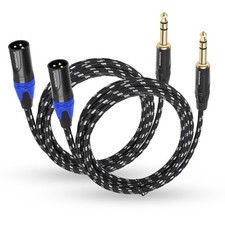 1/4" TRS to XLR Male Cable 3ft 2 Pack Heavy Duty Nylon Braided Mic Cord