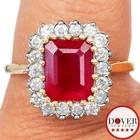 Estate Diamond 2.50ct Ruby 14K Yellow Gold Step Cut Halo Cocktail Ring 3.4 Gr NR