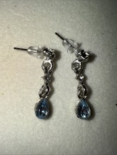 Dainty Dangle Light Blue Silvertone Earrings