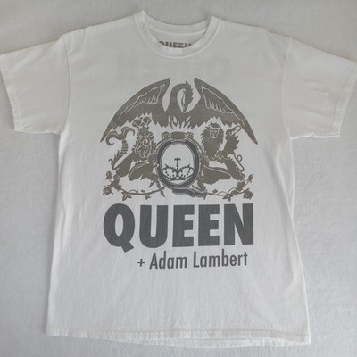 Queen + Adam Lambert Official Tour Concert T-Shirt White Silver Mens LARGE
