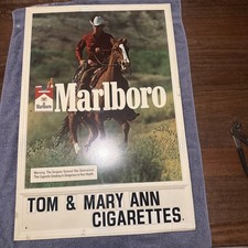 Marlboro Man 1980’s Large Metal Sign [34''x 23''] Vintage Tobacco Cigarettes