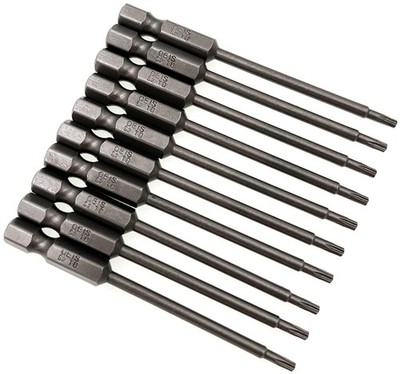 10Pcs 75mm/3inch Long 1/4 Inch Hex Shank T8 Torx Head Magnetic Screwdriver Bi...