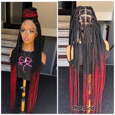 Braided Lace Front Wig Hand Tied Free-Part Straight.