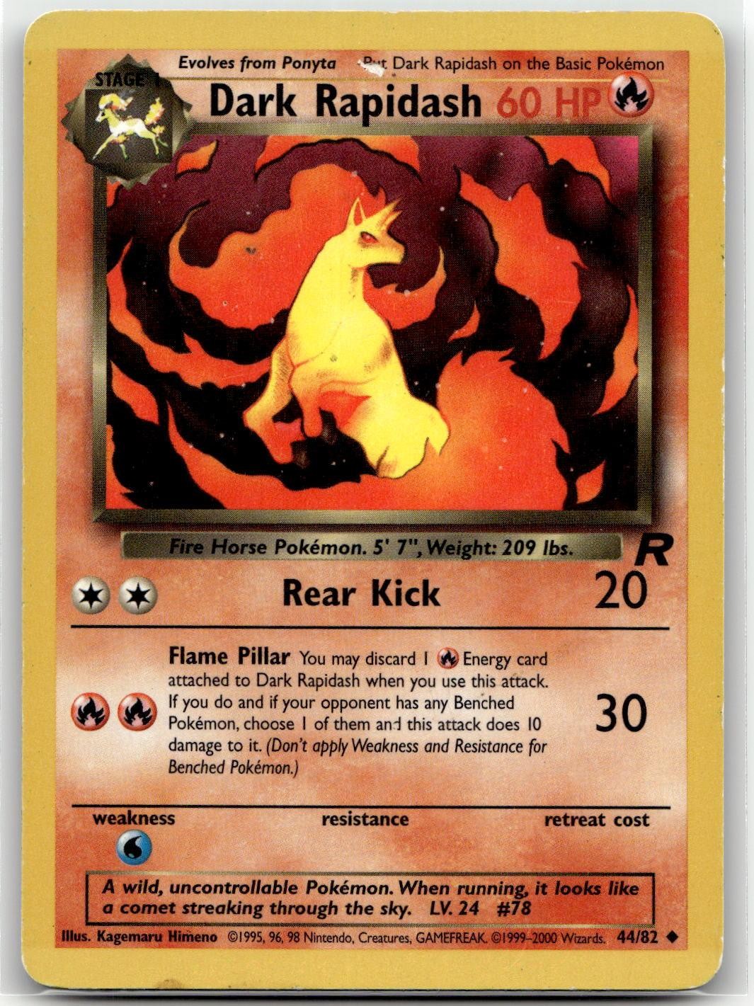 Dark Rapidash 44/82 Uncommon Team Rocket Pokemon Unlimited HP