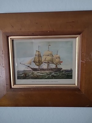 3 Vintage Framed Ship Prints The Madagascar,Swiftsure,The Windsor Castle 14 inch
