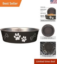 Bella Medium Stainless Steel Pet Bowl - Easy Clean, Spill Proof, Travel Friendly