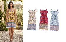 Womens Sleeveless Smocked Sundress Print M L XL XXL
