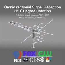 110 Mile Outdoor TV Antenna Motorized Amplified V/UHF HDTV 1080P 4K 360° Rotate