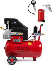 Compressore Aria 24Lt 15000W 2HP Max 8Bar Doppio Manometro Lubrificato Accessori