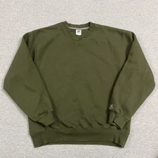 Vintage 90s Russell Athletic Sweatshirt Olive Green Large Army Military