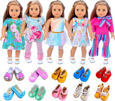 11 Pcs American Doll Clothes Dress and Accessories for 18 Inch Doll - 5 Sets Out