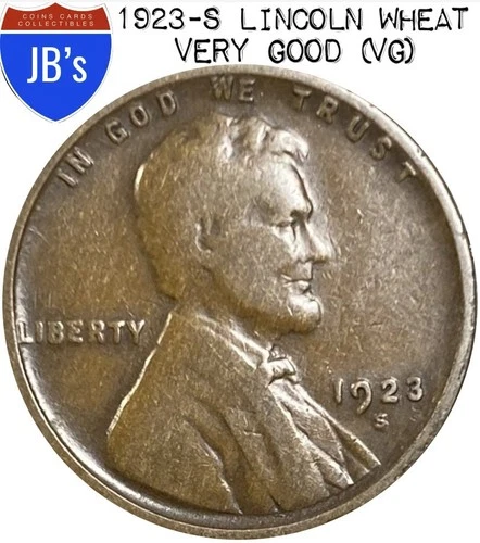 1923-S Lincoln Wheat Cent Penny 1c - Very Good (VG)