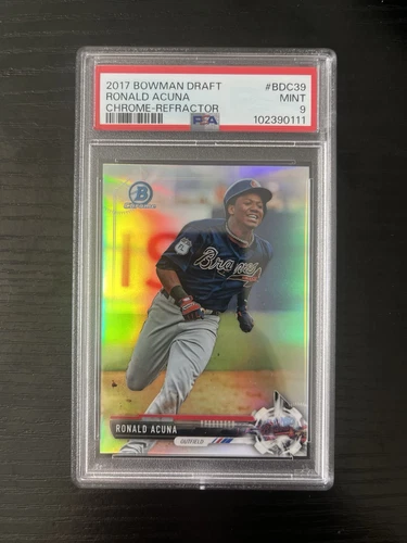 Ronald Acuna Jr. 2017 Bowman Draft Chrome Refractor #BDC-39 Atlanta Braves PSA 9
