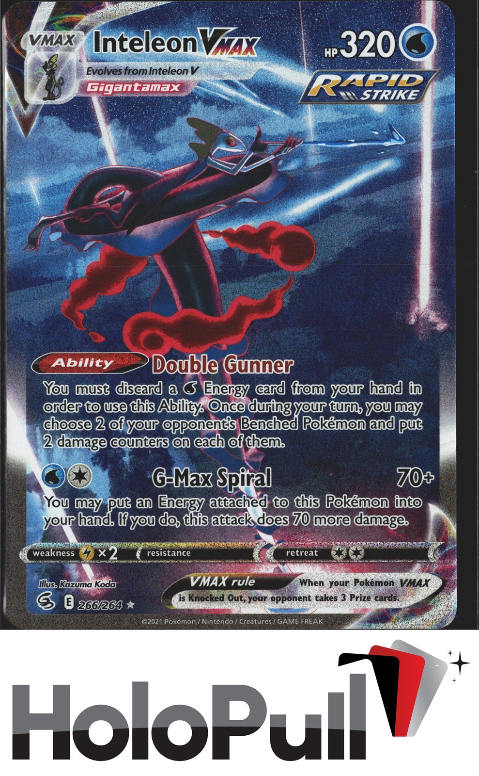 Pokémon TCG SWSH08: Fusion Strike Inteleon VMAX (Alternate Art Secret) #266/264