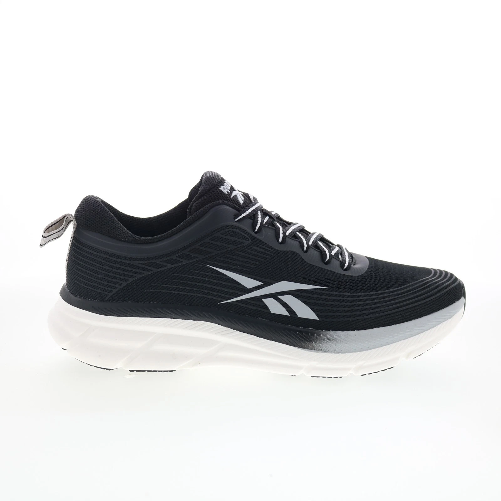 Reebok Road Strider Mens Black Canvas Lace Up Athletic Running Shoes