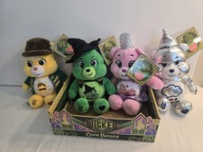 NWT WICKED 8" CARE BEAR SET OF 4 PLUS DISPLAY BOX