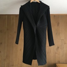 Used Issey Miyake Pleated Modified Jacket Outer Women Size 2 Black Color