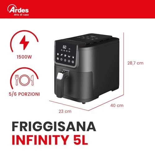 (TG. 5 L) Ardes ARFRYA10L INFINITY – Friggitrice ad aria sottile XL da 5 litri foto 2