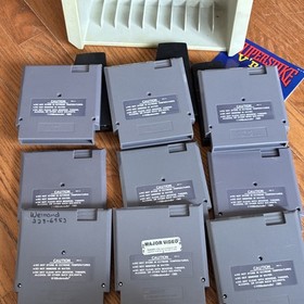 Nintendo NES Multiplayer Game Lot w/ Storage Rack - Monopoly, Tetris, Bomberman