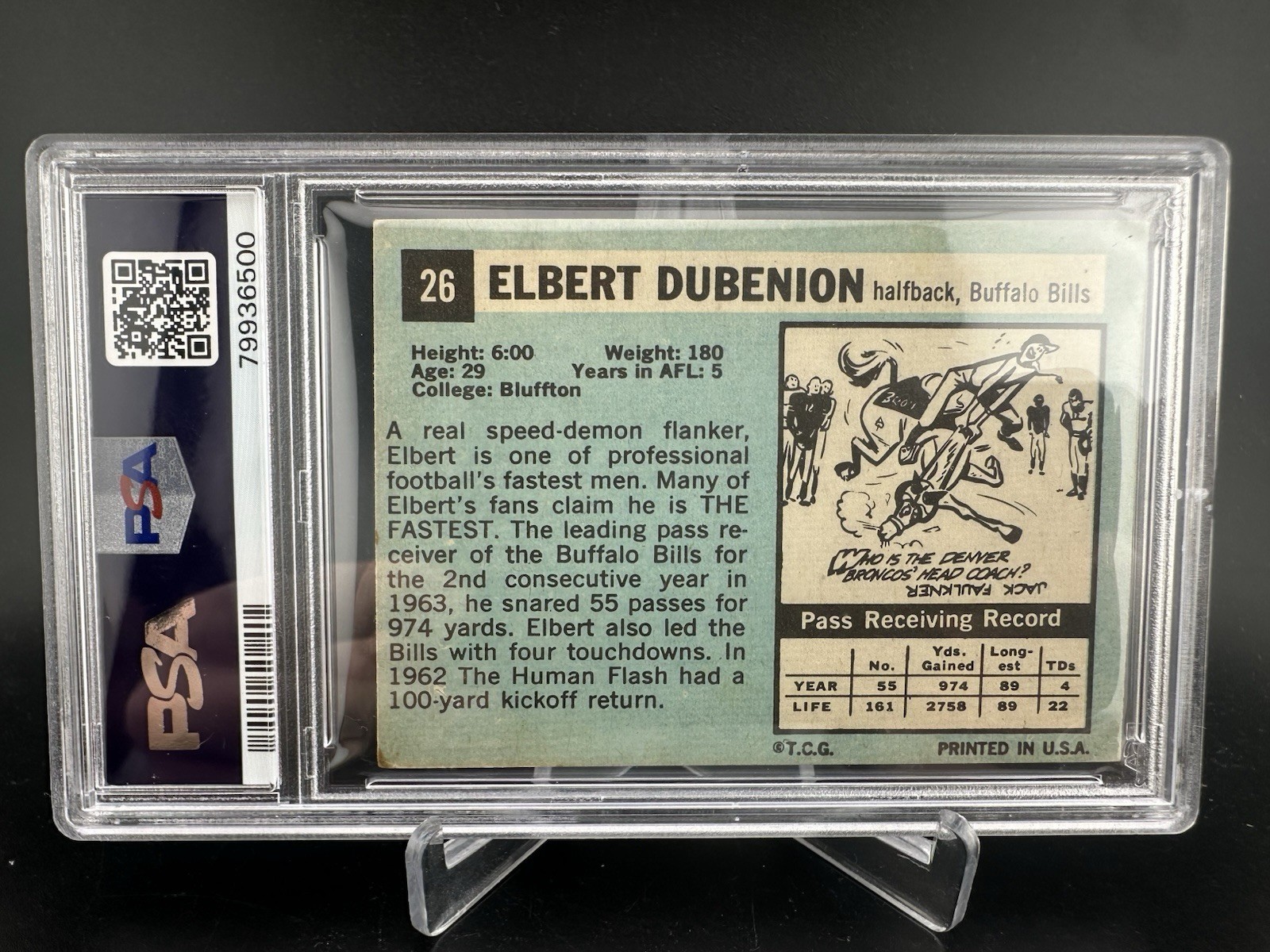 1964 Topps #26 Elbert Dubenion Buffalo Bills Vintage Football Card VG PSA 3 view 2