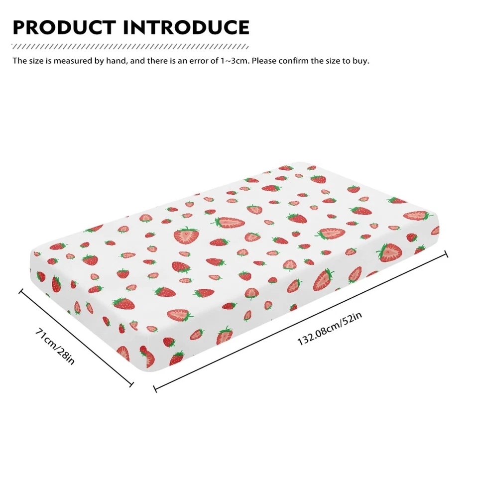 Sábanas de cuna de bebé fresa para niños niñas estampado de frutas cuna ajustada para soporte... Foto 3 de 4