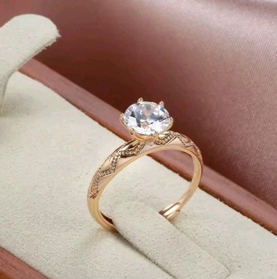 Luxus Ring 585er Rolled Roségold Walzgold Größenverstellbar mit Zirkonia 585RG 