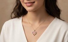 Luxury Gold Plated Stainless Steel Heart Butterfly Necklace - Sparkly Crystal Pe