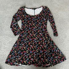 Forever 21 Black Floral Fall Long Sleeve Skater Dress