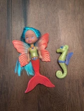 Swimways Mermaid Fairy Tails 6” Doll W/ Moving Wings & Seahorse Friend Pet 