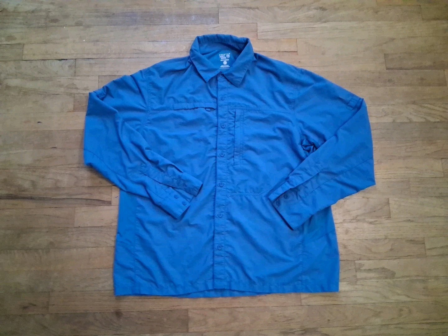 Mountian Hardwear Button Long Sleeve Outdoor Shirt Bkue Mens Large