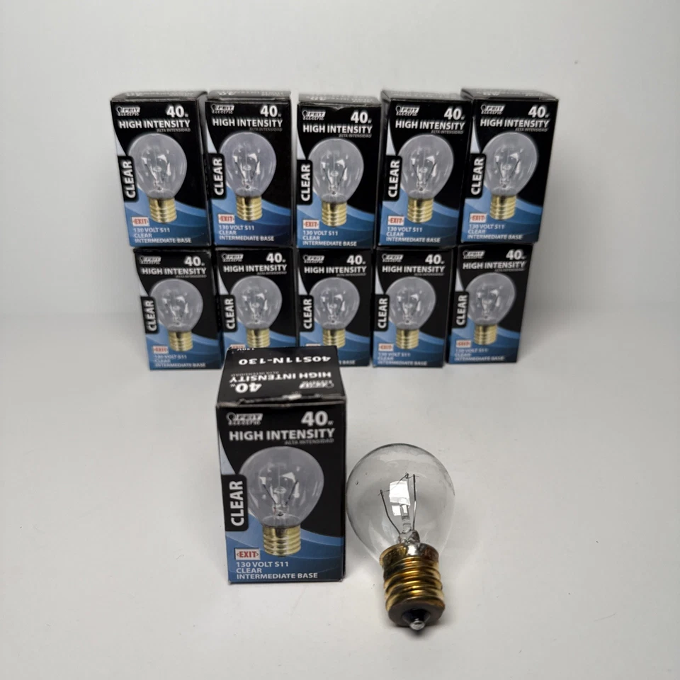 FEIT ELECTRIC 40 Watt 130V S11 Exit Sign High Intensity Clear Light Bulb Lot x11 - Image 2 of 4