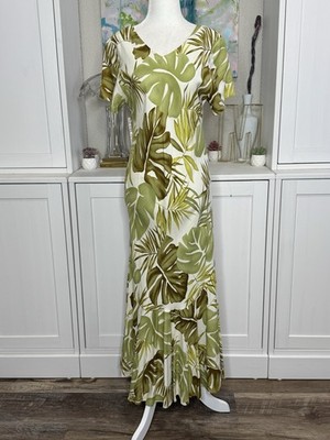 chinese dress ladies 1970s Vintage Hawaiian Novelty Floral Print Maxi Mermaid Dress main image 1