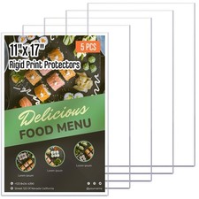 5Pcs 11x17 Inch Rigid Print Protectors Heavy Duty Hard Plastic Sheet Page Sleeve