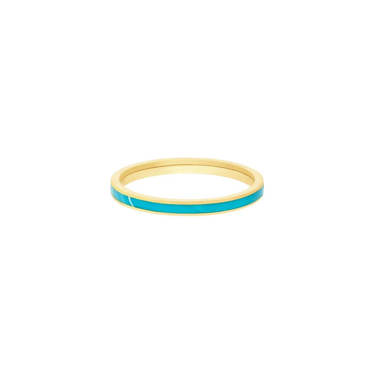 Bague Vintage Plaque Or 2 Poinçons Avec émail Turquoise - Taille 51, état Ancien Parfait