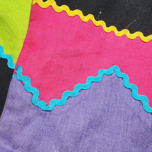 Vintage 90s ALLURE appliqué artsy jacket blazer colorful vibrant M cotton rayon - Picture 10 of 10