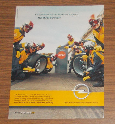 Seltene Werbung OPEL Service Fit - Reifenwechsel - Boxenstopp 2002