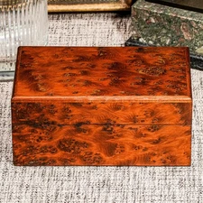 Exotic Vintage Burlwood Luxury Humidor Trinket Desk Box