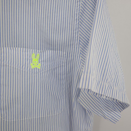 Men's Psycho Bunny Dress Shirt Size Medium Bunny Logo Blue Casual Designer SS - Picture 4 of 9