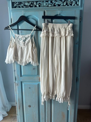 Free People Ivory Top & Bloomer Pant Set Size XS 2025