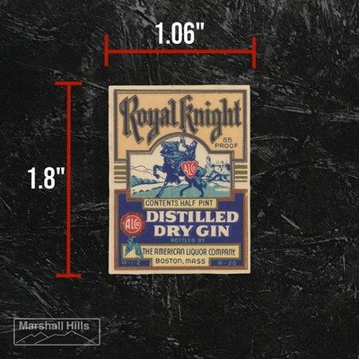 Royal Knight, Distilled Dry Gin - Liquor Bottle Label (AL-8)