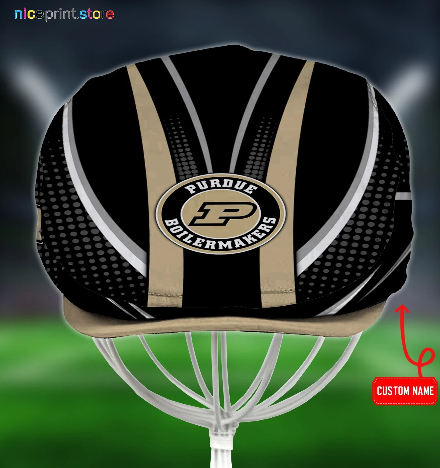 Purdue Team Boilermaker*s Jeff Cap Newsboy Cap Flat Golf Driving Hat for Men