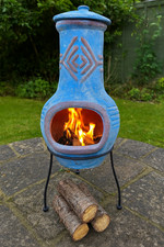 Garden Chiminea & Lid Outdoor Patio Solid Steel Firepit Cozy Log Burner Heater
