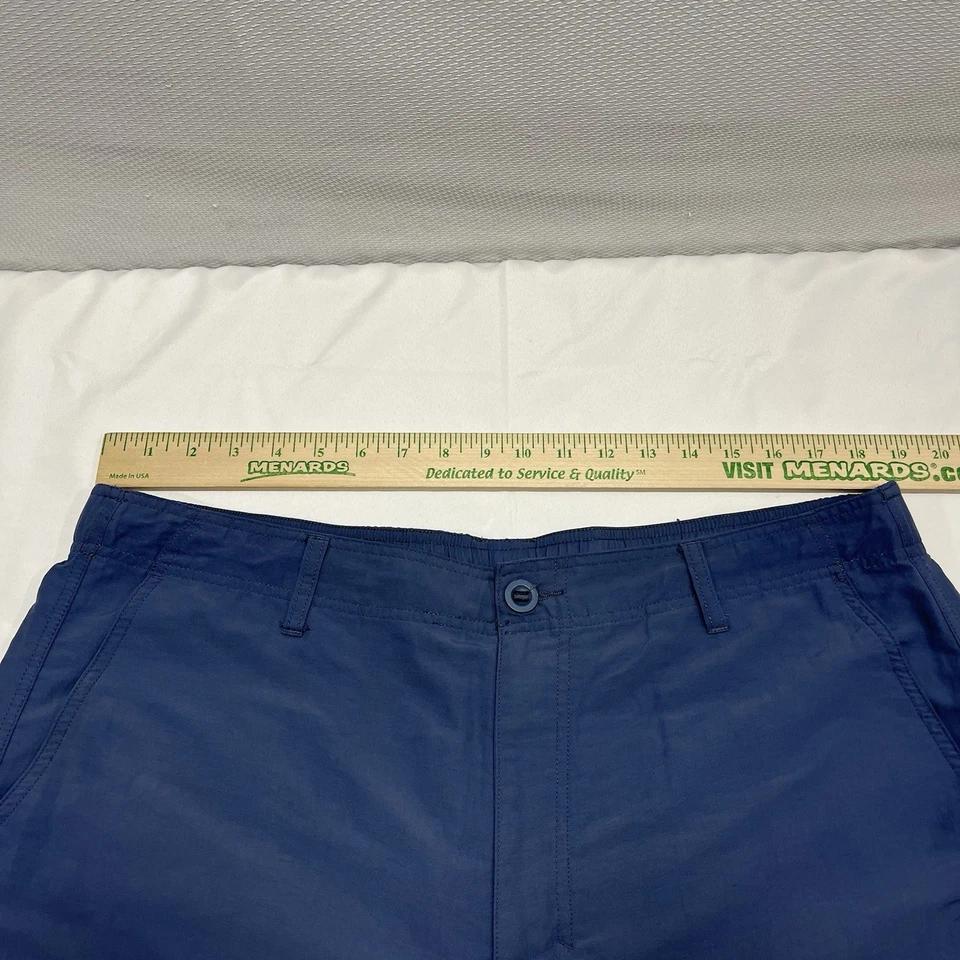 AFTCO 短裤男式性能钓鱼 38 x 8 英寸内缝蓝色尼龙弹性腰围 — 第 3/4 张图片