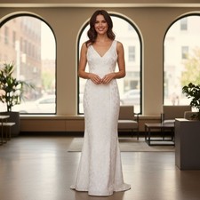 Black Halo Eve by Laurel Berman White Mermaid Maxi Dress Gown Wedding Size 0