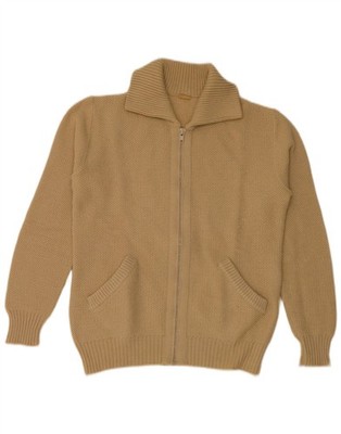Gordon Mens Cardigan Sweater Medium Beige Polyester DB11