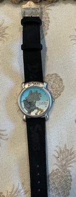 Vintage Dr Seuss Horton Hears A Who Watch Black Embossed Strap Wristwatch 1990s