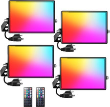 LED Flood Light Outdoor 35W Color Changing RGBW Floodlight with Remote, 2700K Wa