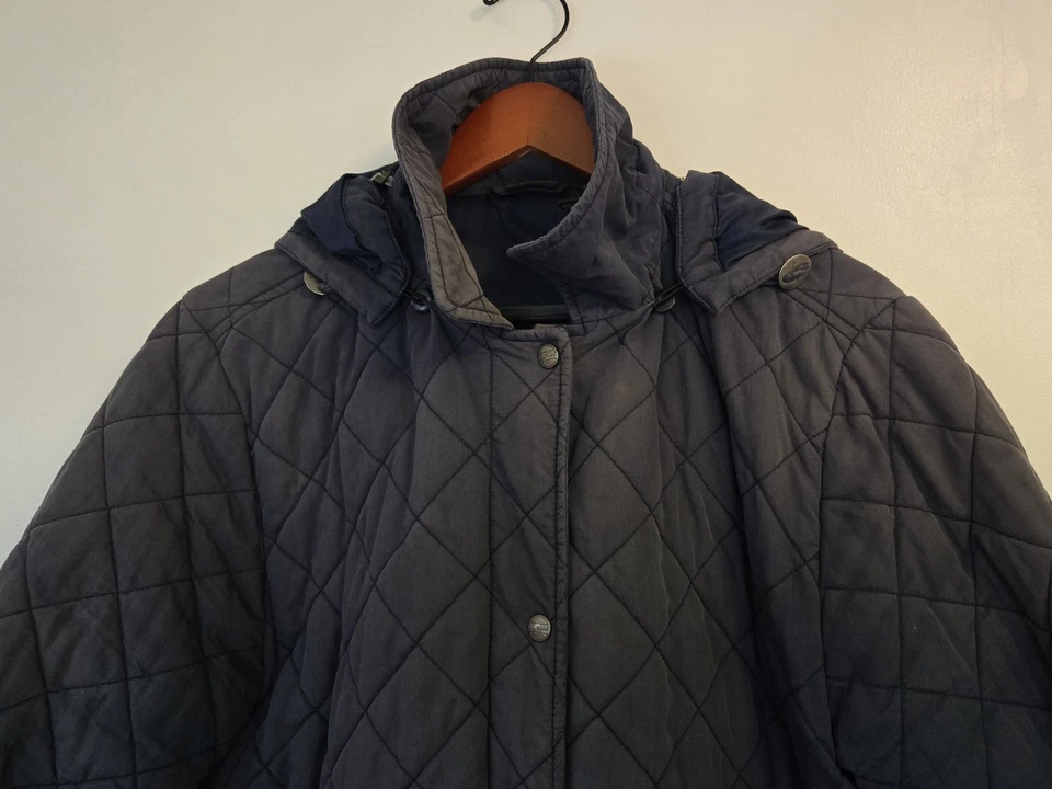 复古 LL 豆子外套女式 L 蓝色保温绗缝田野谷仓户外冬季家务 — 第 2/4 张图片