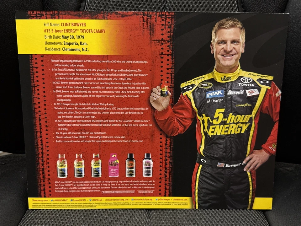 2014 Clint Bowyer #15 5-Hour Energy NASCAR Cup Series Hero Card - Image 2 of 2